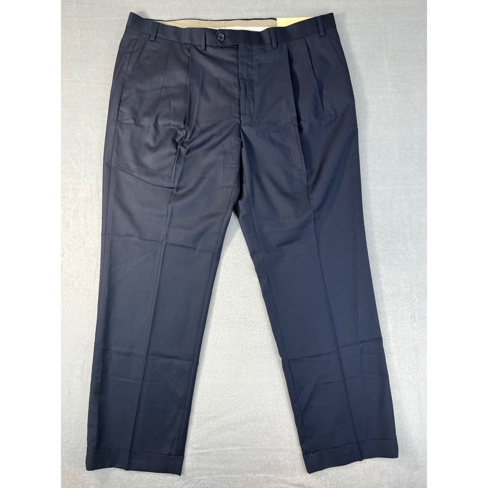 NWT Lauren Ralph Lauren Dress Pants Men 38x30 Navy New Pleated Cuffed Trousers